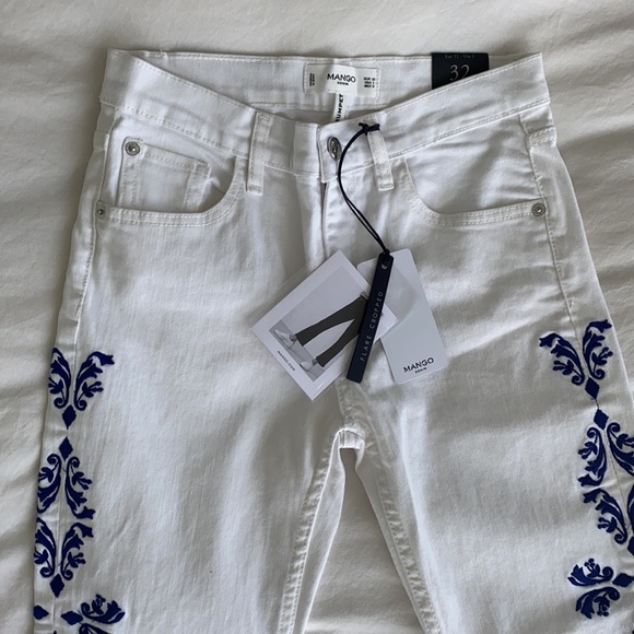 MANGO 1 US cropped flare white jeans NEW - Picture 3 of 5